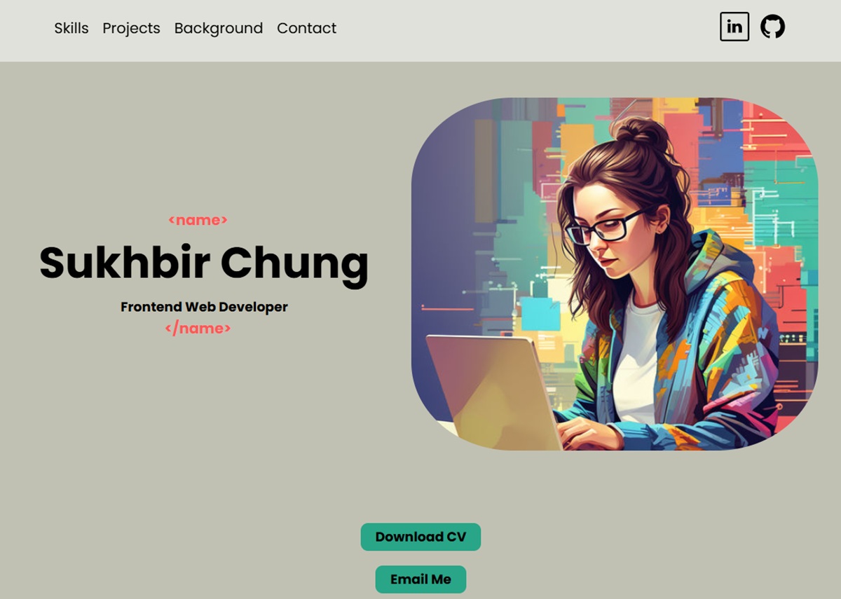 Client homepage screenshot
